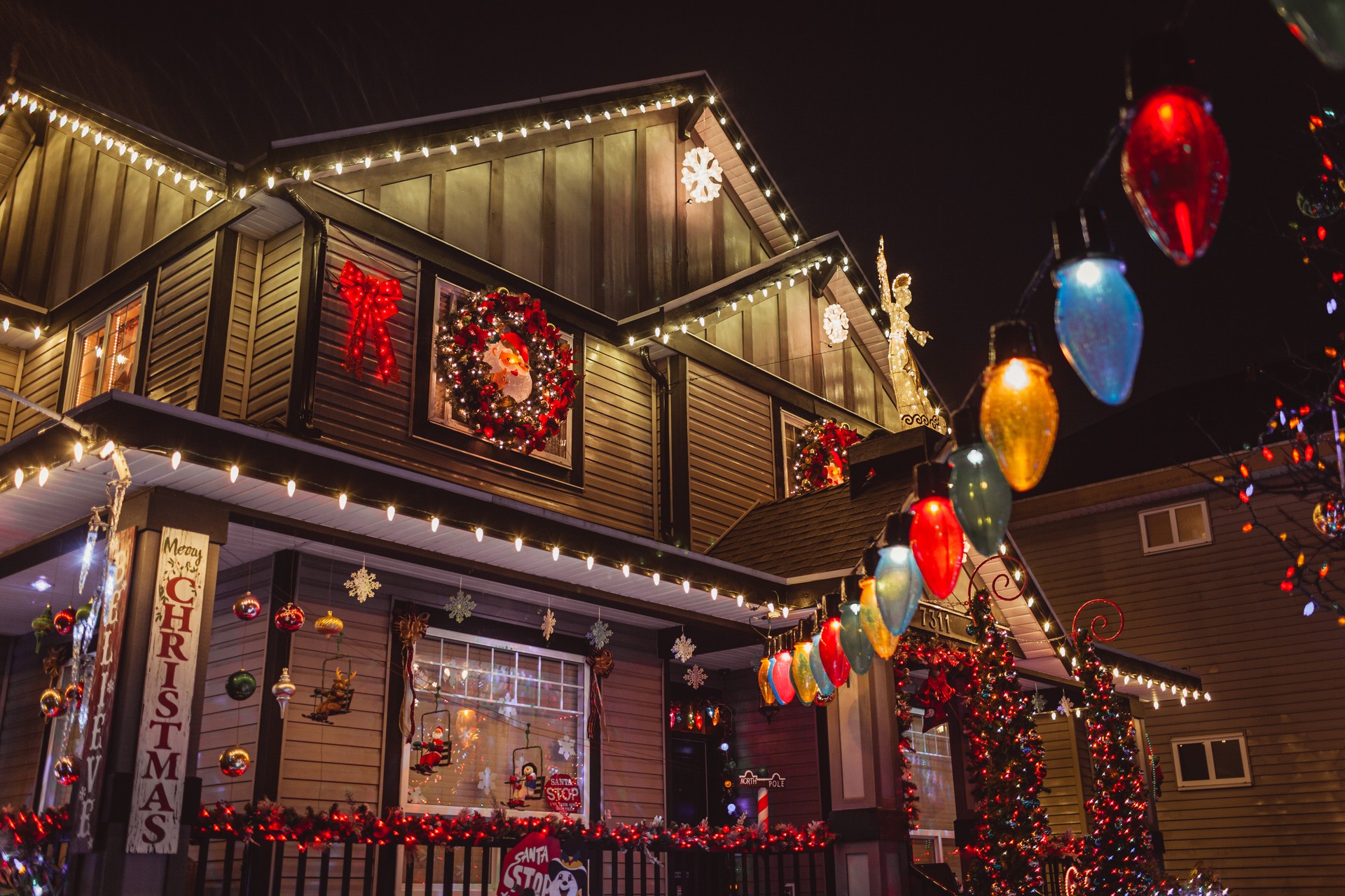 Surrey BC Canada November 2020: Best Christmas lights decoration house and light display  in Metro Vancouver, 7311 194 St, Surrey, BC